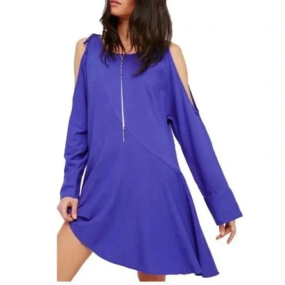 Free People | Purple Clear Skies Cold Shoulder Long Sleeve Tunic Dress Size S - Picture 1 of 4